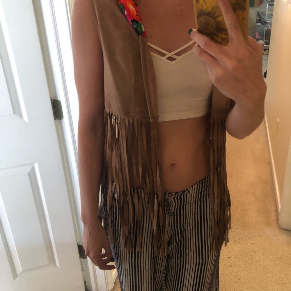 Detachable Hood Fringe Vest